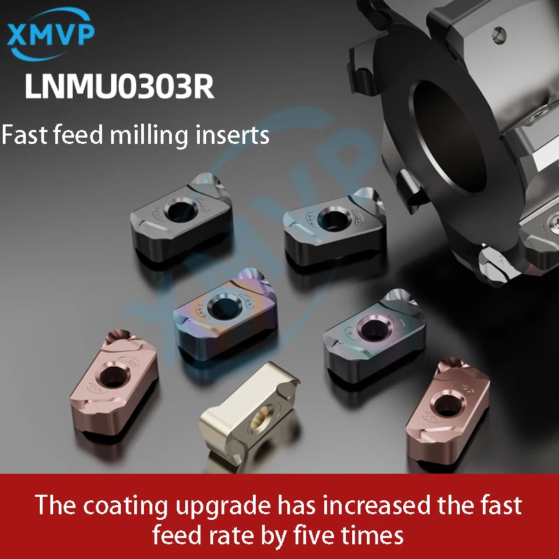 

High-efficiency cutting heads for CNC milling inserts with double-sided fast feed LNMU0303 inserts