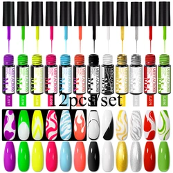 MEET ACROSS 5ml Line Gel Nail Polish Set Glitter Glow In Dark Semi Permanent Nail Art Liner DIY Painting Drawing UV LED Varnish