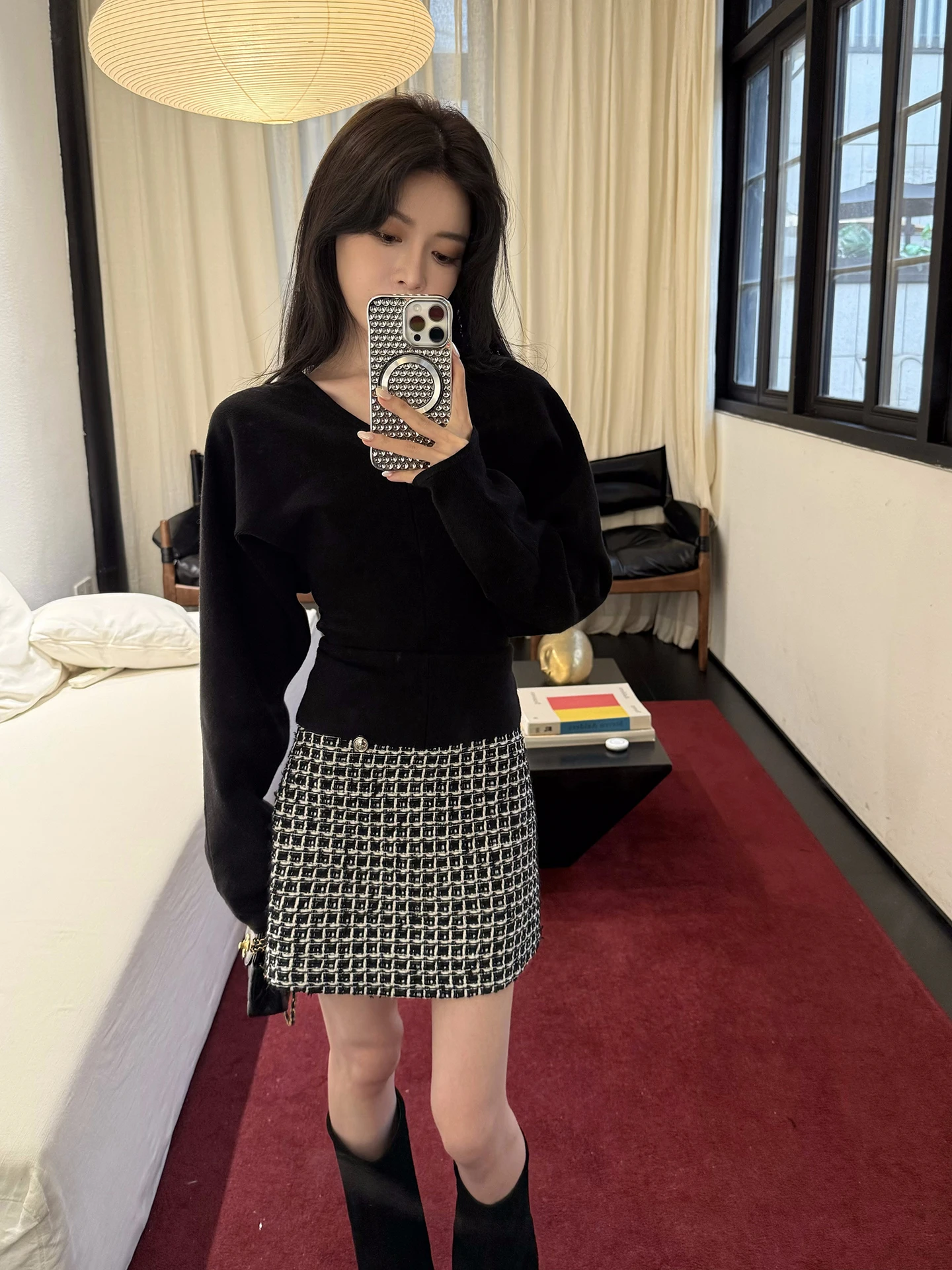 

Smol простой эстетичный дизайн V-Ne трикотаж женский осенне-зимний утягивающий длинный топ све с застежкой на талии Ele Faion