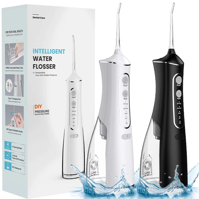 

Oral Irrigator Rechargeable Water Flosser USB Portable Dental Water Jet 300ML Water Tank Waterproof Teeth Cleaner For Oral Care