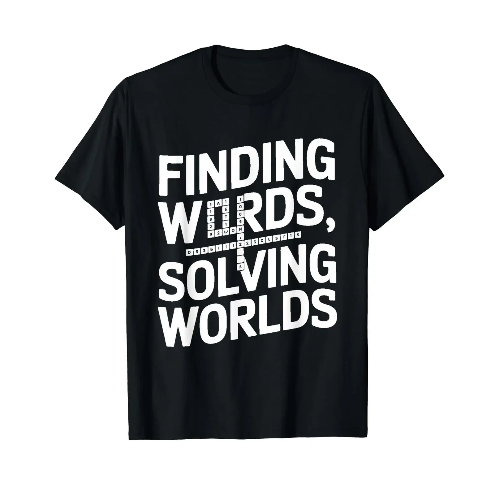 Crossword puzzle quote Find words to solve worlds Affordable graphic T shirt vintage Washed Versatile Slightly Breathable