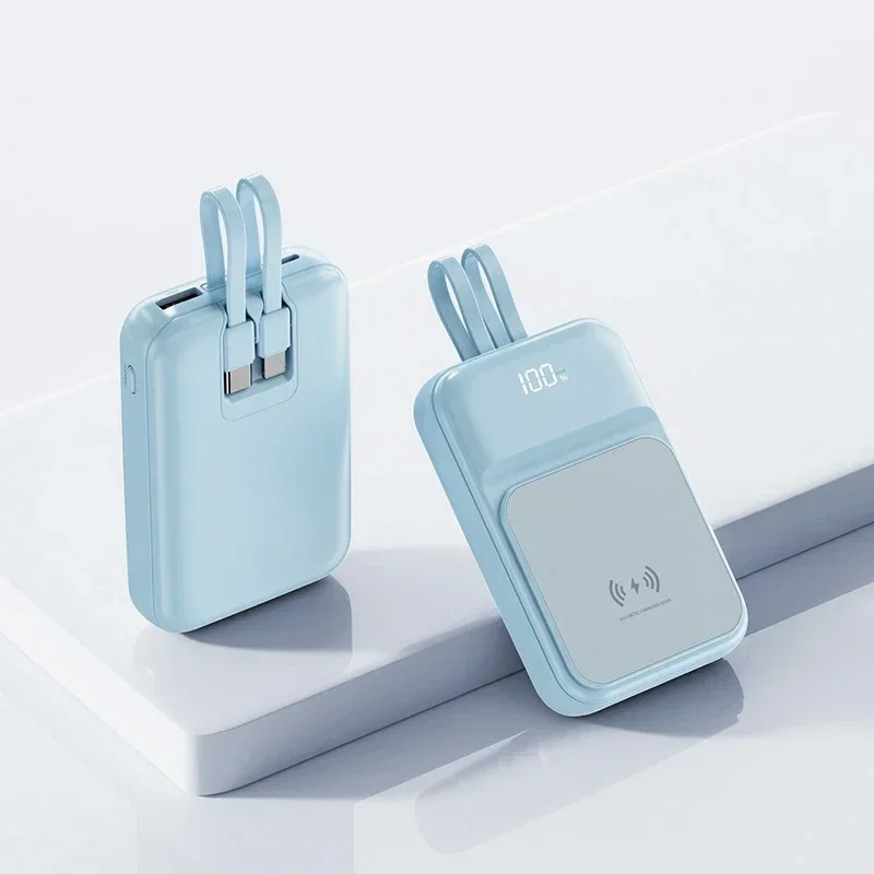 50000mAh急速充電モバイルパワーバンク ワイヤレス磁気吸着内蔵充電ケーブル 大容量ミニポータブル 新型2025