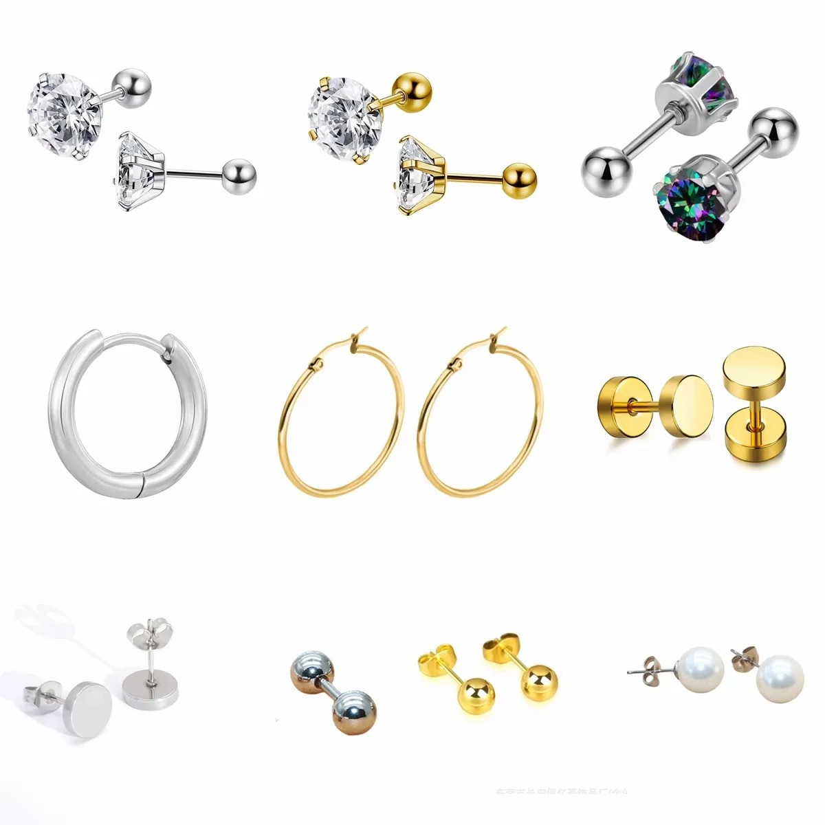SE02 Black Titanium Screw-back Round Ball Stud Earrings For Women Men 316l Stainless Steel Earring Good Quality Jewelry - view 2