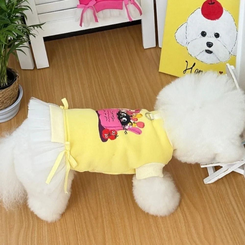 

Pet Hoodie Dopamine Dog Pullover Hoodie Cartoon Print Breathable Pet Puppy Skirt Soft Warm Thick Cat Sweatshirt Autumn Winter