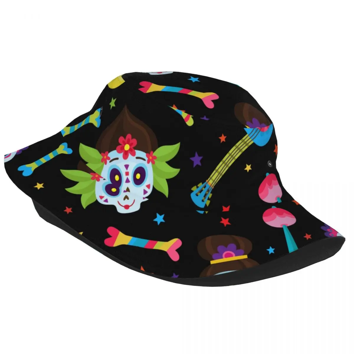 Summer Sugar Skulls Mexican Day Of The Dead Bucket Hat Bob Fisherman hat Outdoor Travel Sun Visor Fashion Panama