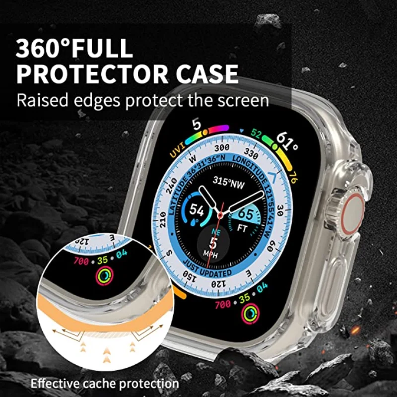 นุ่มป้องกันกันกระแทก TPU Scratch-Resistant กรอบสำหรับ Apple นาฬิกา Series 8 49มม.[ไม่มีตัวป้องกันหน้าจอ]