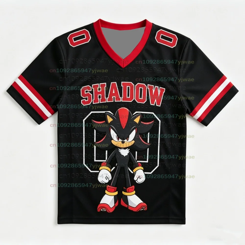 Personalized Sonic  Football Jerseys For Adult/Kids Summer V-neck Sports T shirts Sonic Cosplay Clothing Kids Football T Shirts