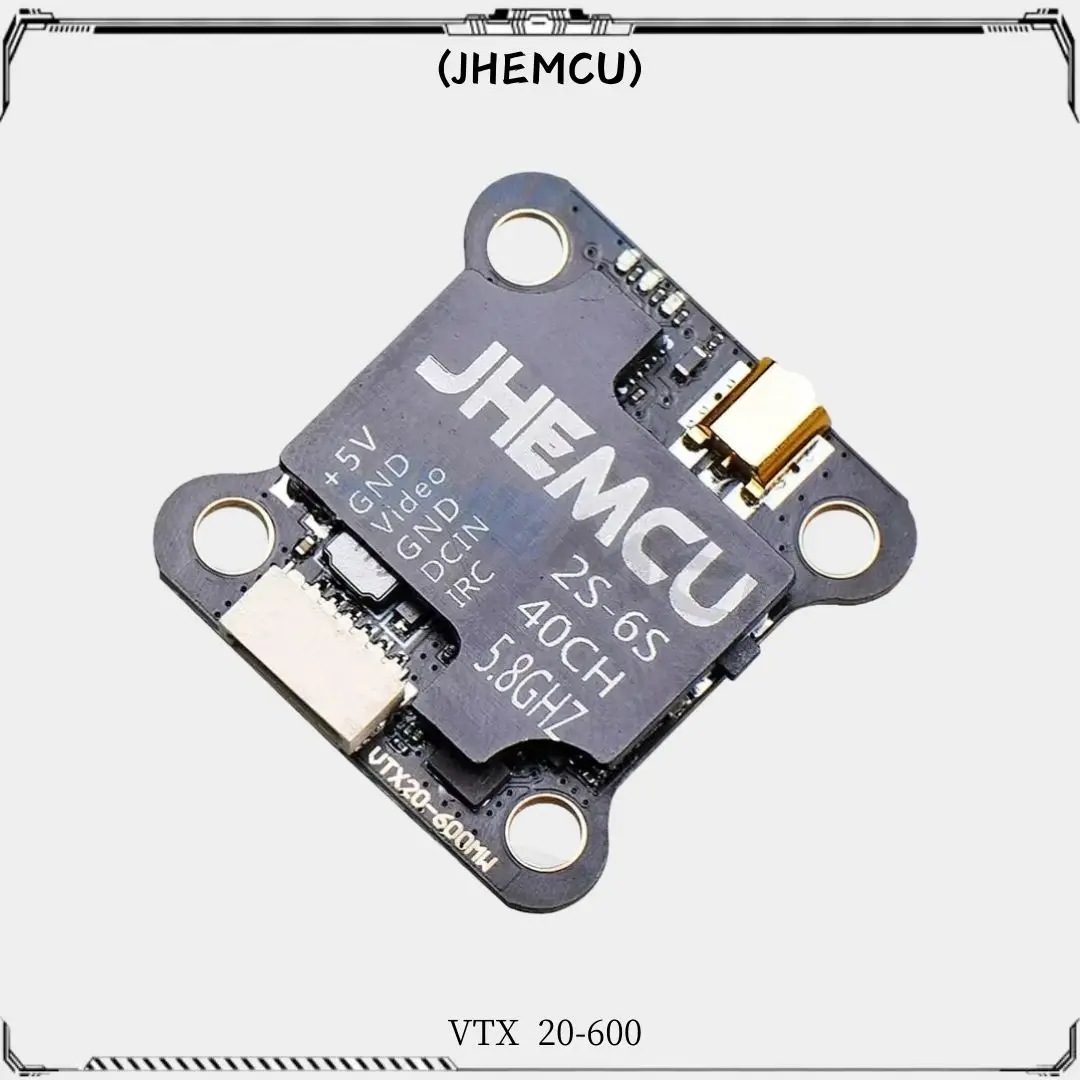 JHEMCU VTX20-600 5.8G 40CH  FPV Transmitter PitMode 25mW 100mW 200mW 400mW 600mW 7-26V Adjustable VTX for RC FPV Racing Drone