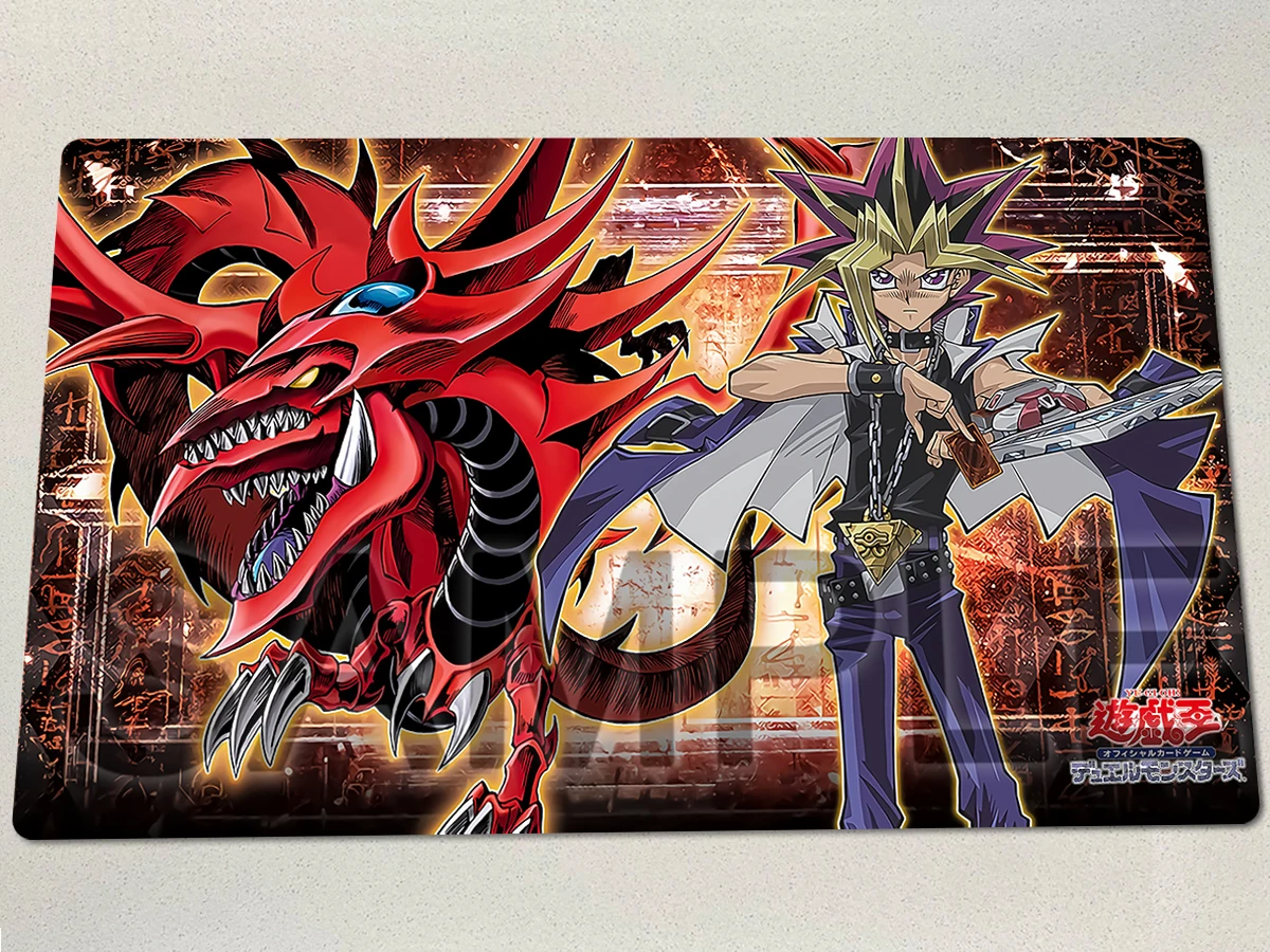 

YuGiOh Slifer The Sky Dragon Playmat Yugi TCG CCG Коврик для настольной игры Duel Pad Коллекционный коврик для карточных игр Резиновый игровой коврик для мыши Бесплатная сумка