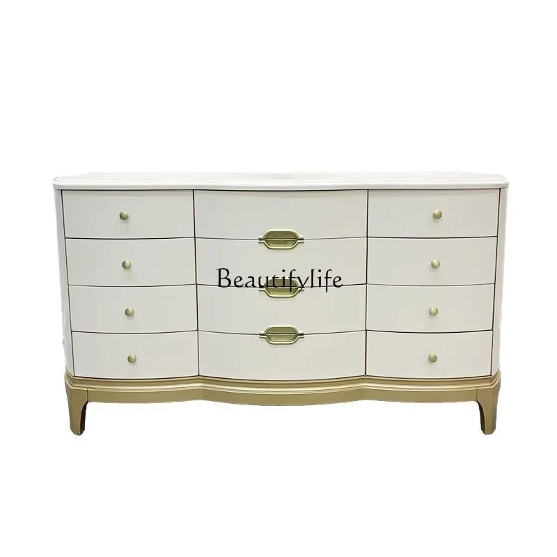 

1*American light luxury solid wood chest bedroom modern simple European storage cabinet