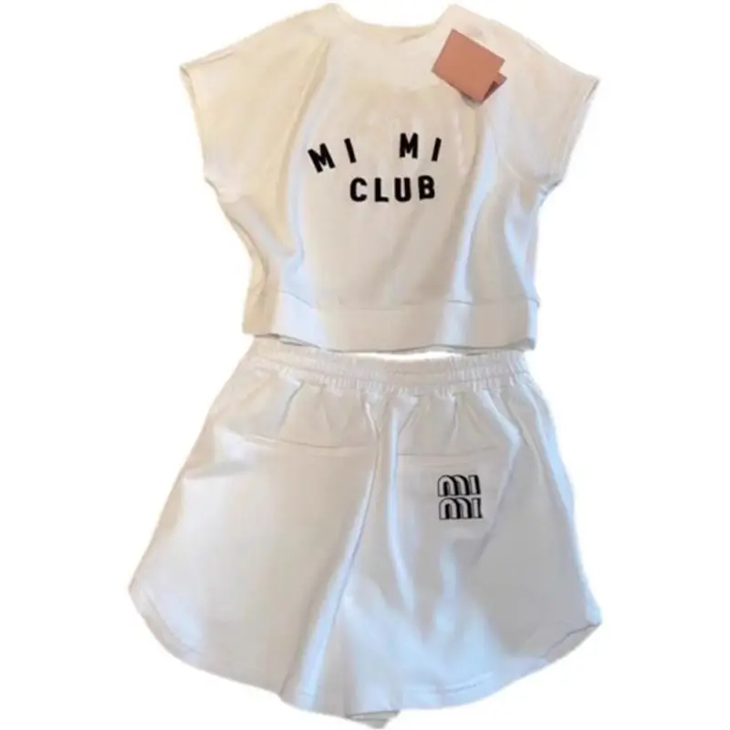 Sports and Leisure Set for Women in Spring and Summer New Korean Version Short Sleeved T-shirt High Waist Short Two-piece Set - Image 6