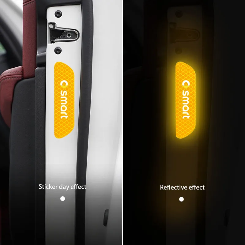 4Pcs Reflective Car Stickers Safety Warning Tape Waterproof Decal Strip For Smart EQ Fortwo Forfour 453 451 452 Roadster Wiper view 5