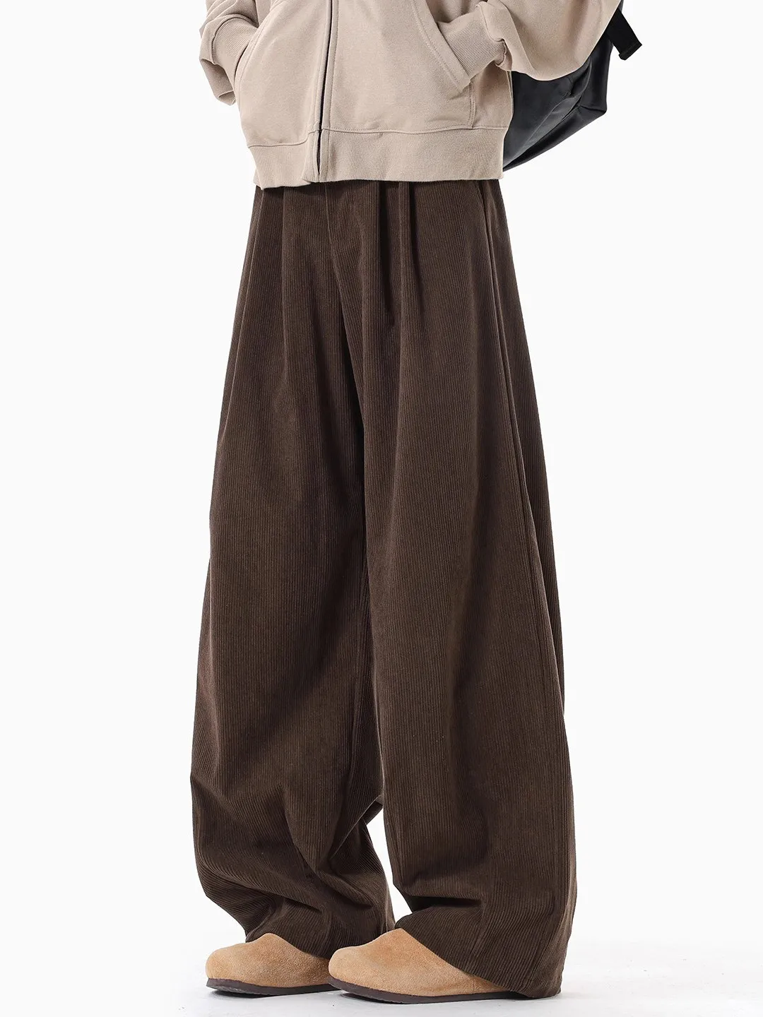 

Retro Corduroy Straight Leg Casual Pants Men's Spring Autumn Heavy Du Drapey Wide Leg Pants Casual Loose Fit Youth Sle