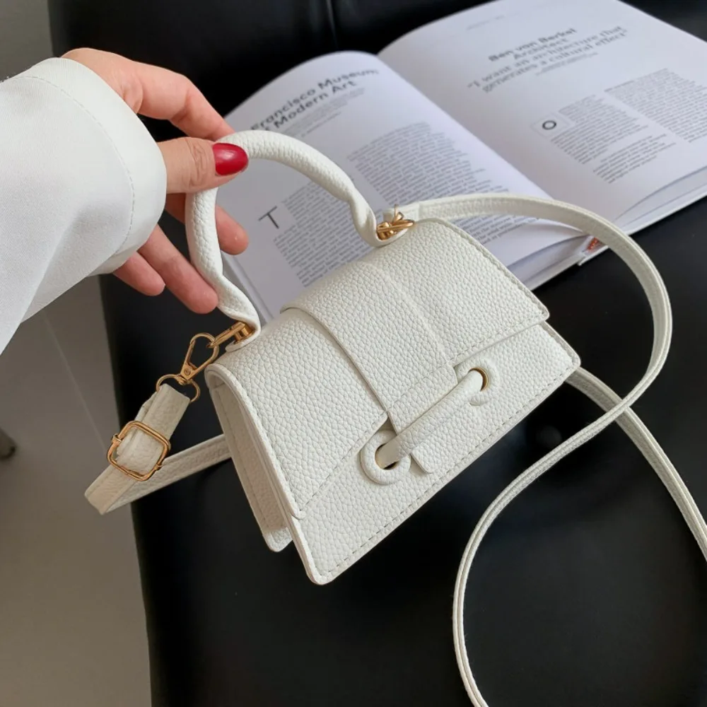 High Quality Fashion PU Leather Bag Solid Color Shoulder Crossbody Bag Cute Buckle Square Bag Hand Carry Small Bag Messenger Bag