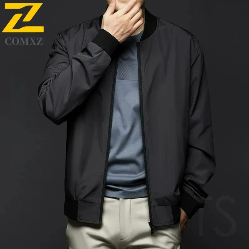 

COMXZ Men Trench Coat Comfortable Lightweight Solid Color Hiking Baseball Collar Travel Biker Jacket Outdoor Breathable Jackets