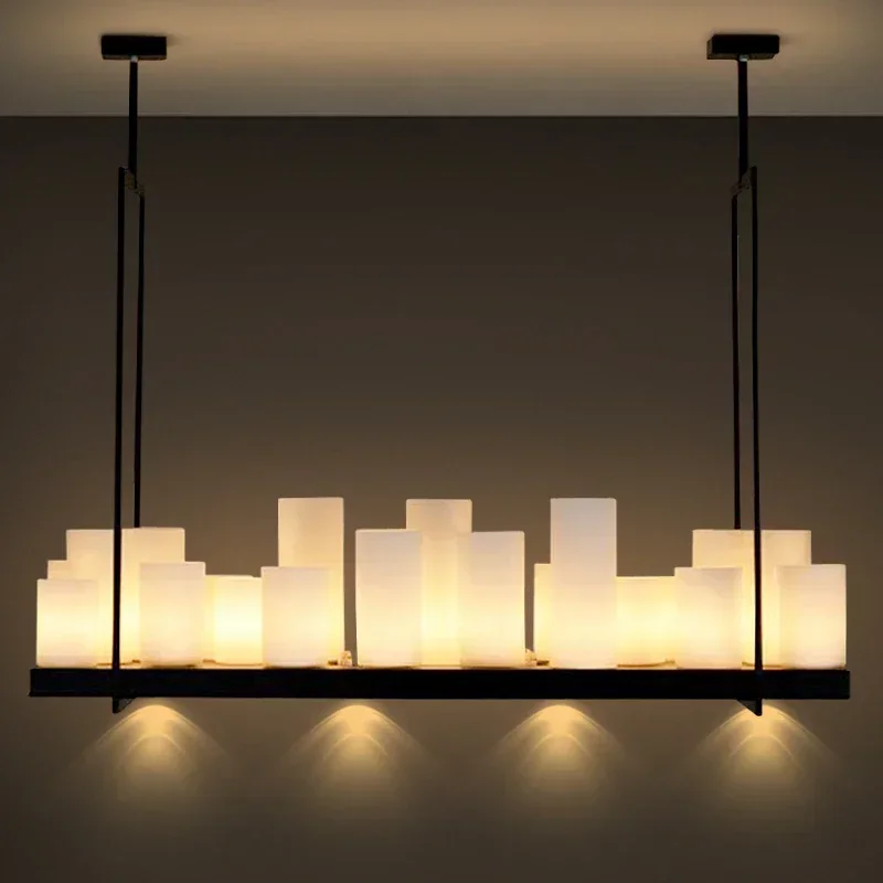 American Style Iron Art Retro Glass Candle Chandeliers Living Room Restaurant  Kitchen Led Pendant Lamp Bar Lighting Decorative