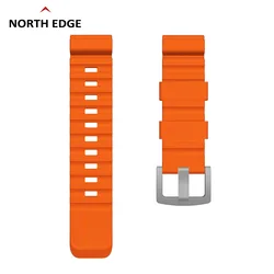 NORTH EDGE Colorful Solid Silicone Watch Strap With Steel Buckle Outdoor Quick Release 24mm Sports Rubber Watch Strap