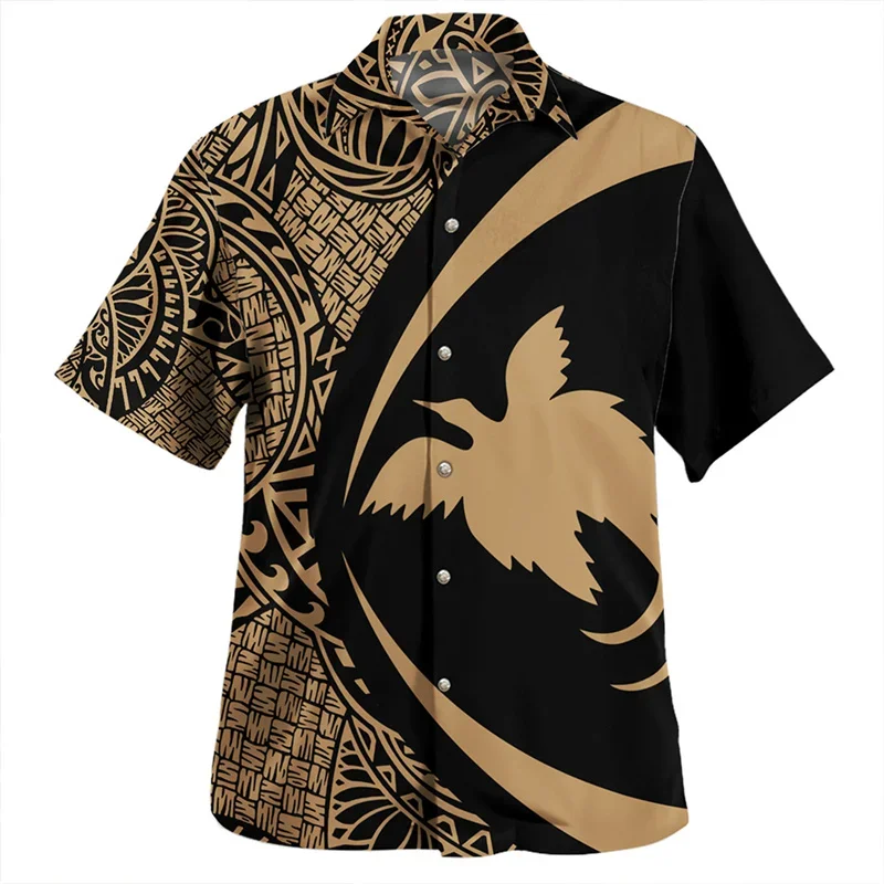 3Dvintage Clothes Papua New Guinea Flag Print Shirt Papua Emblem Pattern Short Sleeved Shirt Cool Top