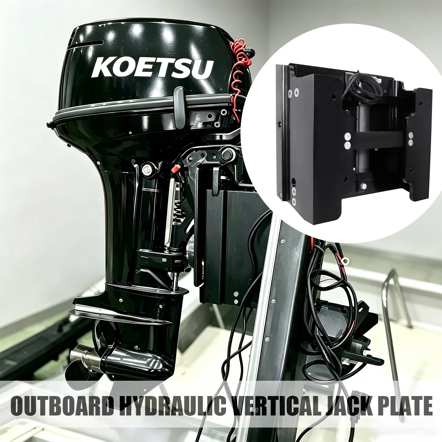 KOETSU Hydraulic Vertical Lift Jack Plate, 12V Electric Hydraulic Outboard Motor Lifting Bracket for Marine Boat Engine