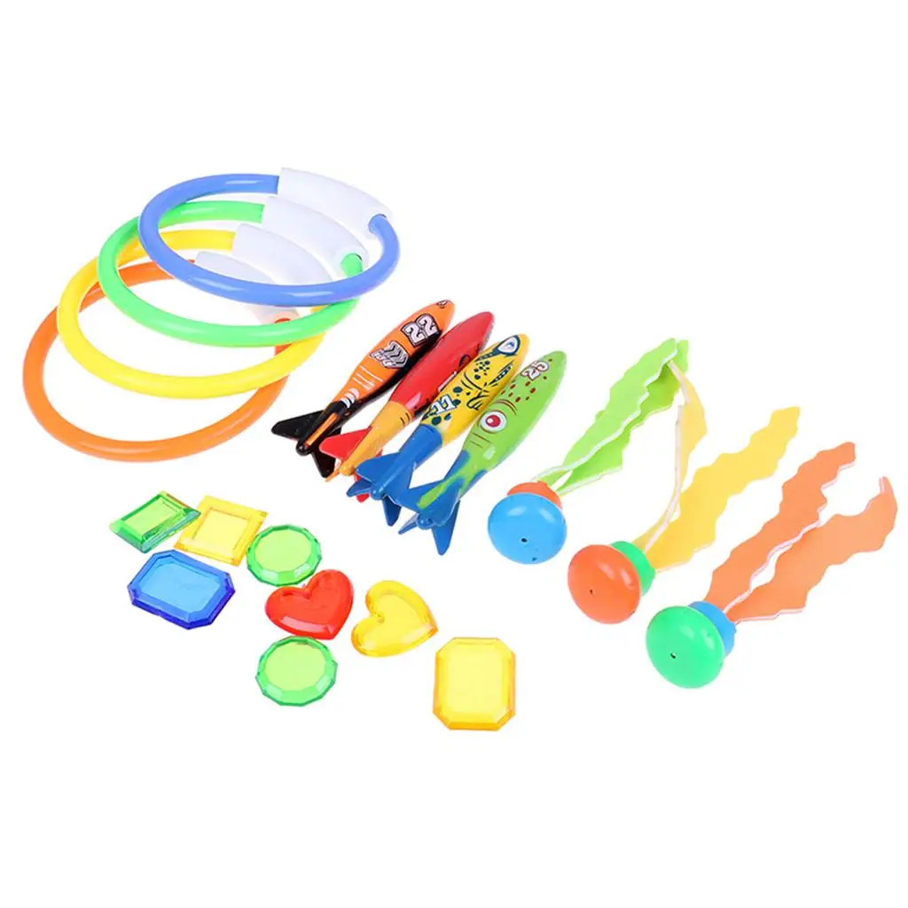 19 Underwater Diving Kit Swimming Pool Toys Diving Rings, Fish Treasures