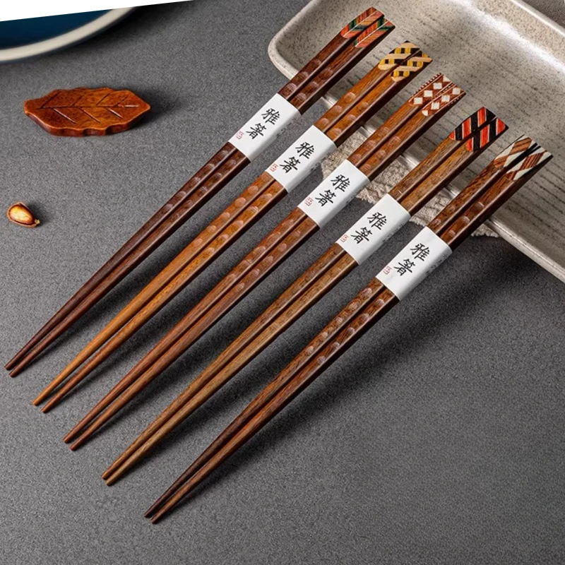 

Retro Ironwood Wooden Chopsticks Home Use High-Temperature Resistant Solid Wood Chopsticks Non-Slip Pointed-Tip Chopsticks