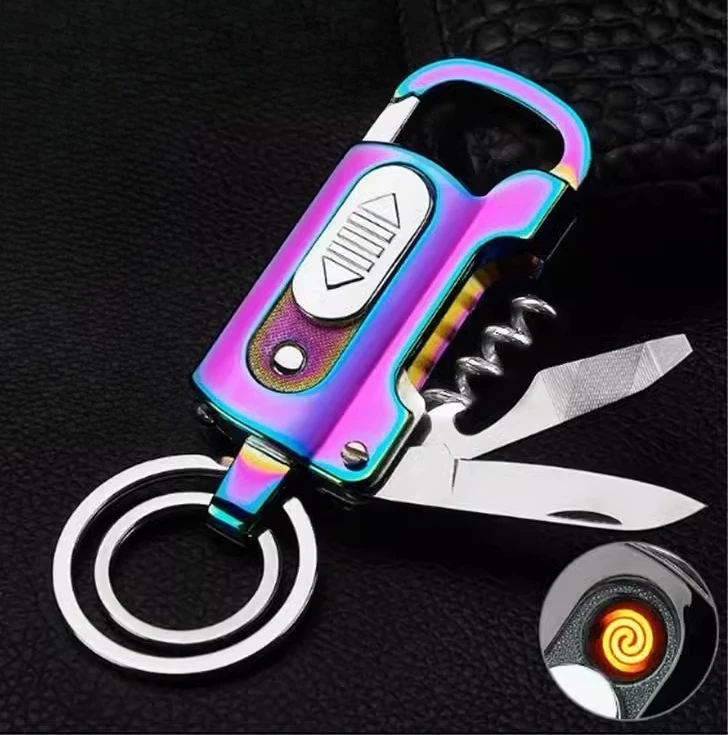 

Multi Functional Keychain USB Charging Lighter Portable Windproof Cigarette Lighter Cigarette Accessories