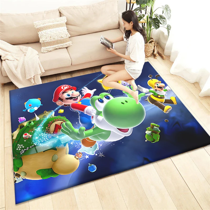 Super Mario Game HD Printed Carpet Rug for Living Room Bedroom Decoration Picnic Camp Kitchen Carpet Crawling Carpet Decoration