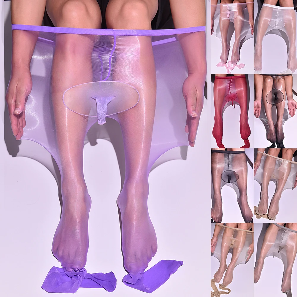 

1pc Fashion Mens Transparent Oil Shiny Pantyhose Stockings Ultrathin Tights Smooth Elastic Man Socks Leggings