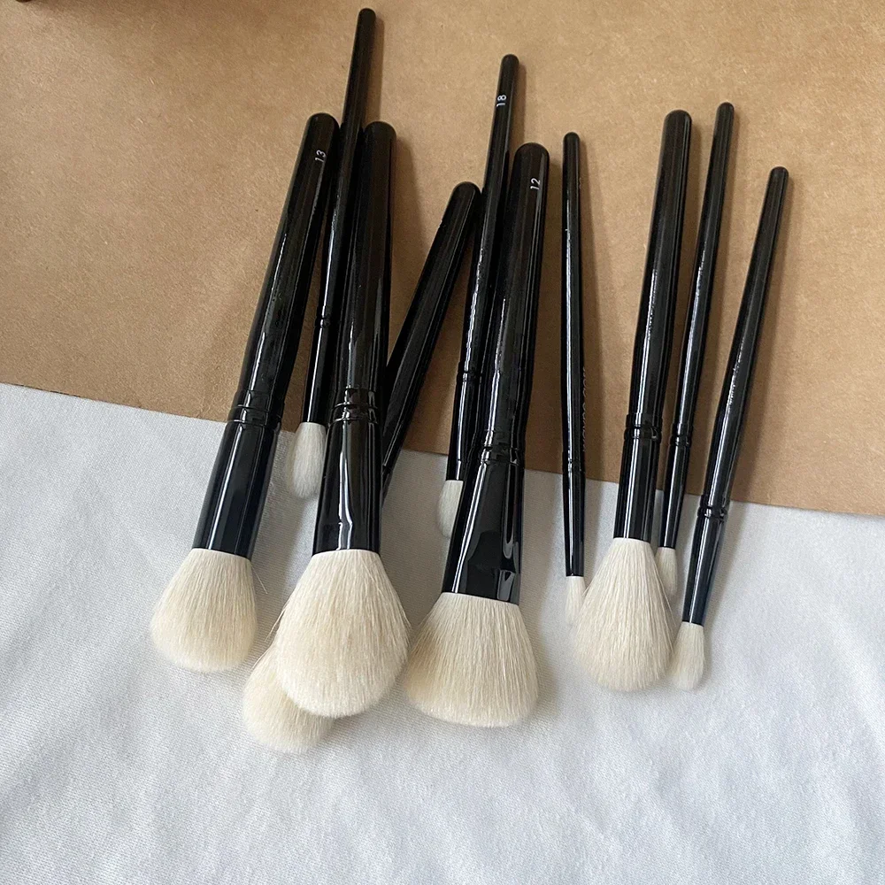 WG Face Makeup Brush Set 10pcs Powder Cheek Highlight Sculpt Cream Foundation Eyeshadow with Natural Goat Hair