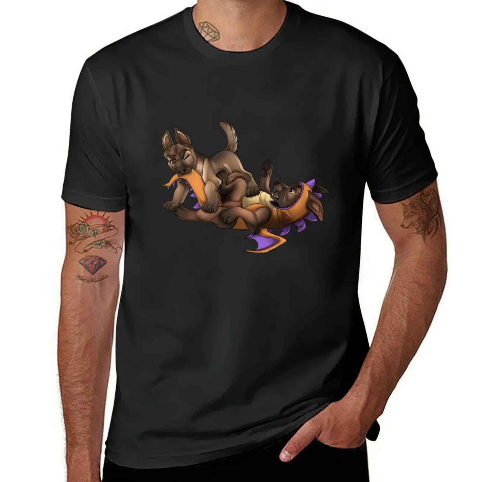 Malinois Puppies // Romping Ratbags T-Shirt anime oversizeds tshirts for men