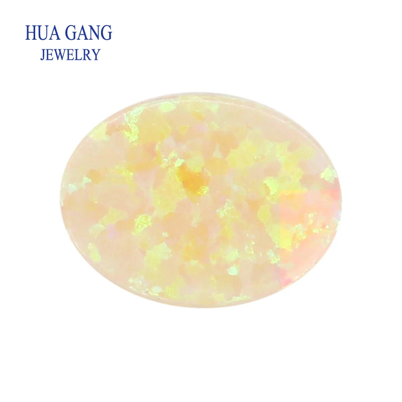 Synthetic yellow OP04 Opal Loose Stones Oval Shape Base Cabochon Opal Beads Semi-Precious Stones For Jewelry 3x5mm-10x14mmmm