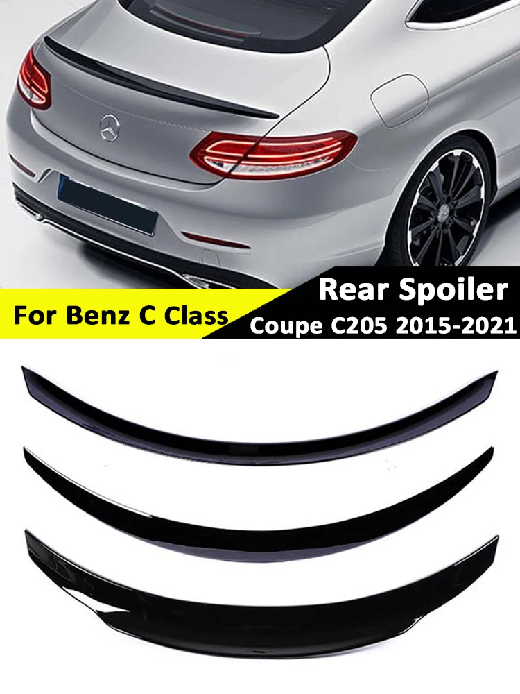 

For Mercedes Benz C Class Coupe C205 Spoiler Carbon Fiber Boot Rear Trunk Wing Deflector AMG PSM Style Gloss Black Kit 2015-2021