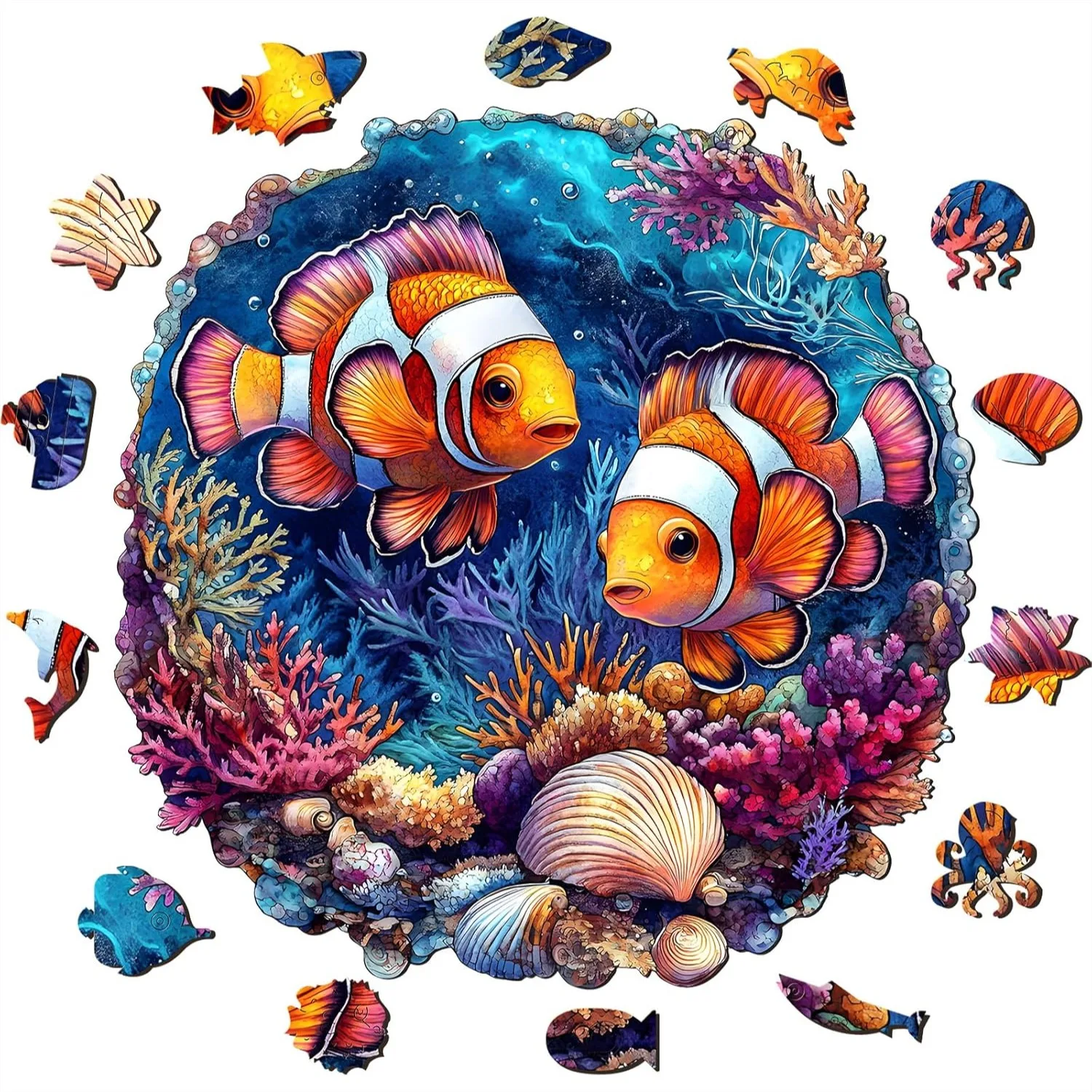 

200PCS Ocean World Wooden Jigsaw Puzzle for Adults, 11.1x11.2 Inch Laser-Cut Pieces, Fun Home Decor Puzzle for Family Bonding