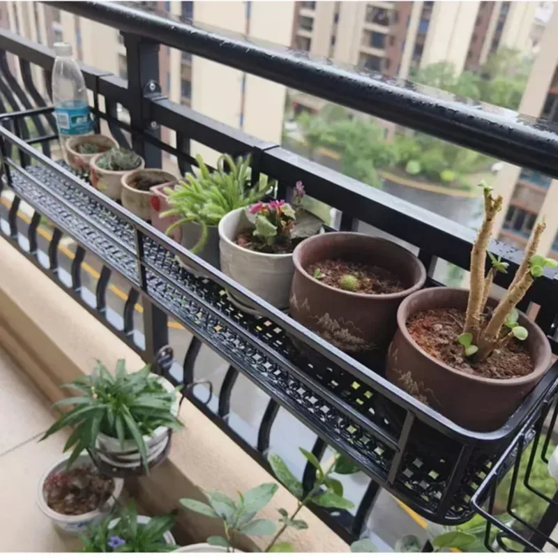 Expansive Iron Art Balcony Rail Organizer Elegant Decorative Hanging Pot Holder European-Style Flower Stand Urban Green Space