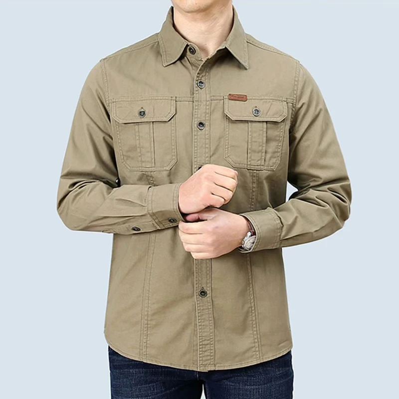 Us Hot Koop Mannen Cargo Shirts Kwaliteit Katoen Duurzaam Outdoor Wandelen Vissen Tactische Zomer Multi-Pocket Sneldrogend Jassen mannen