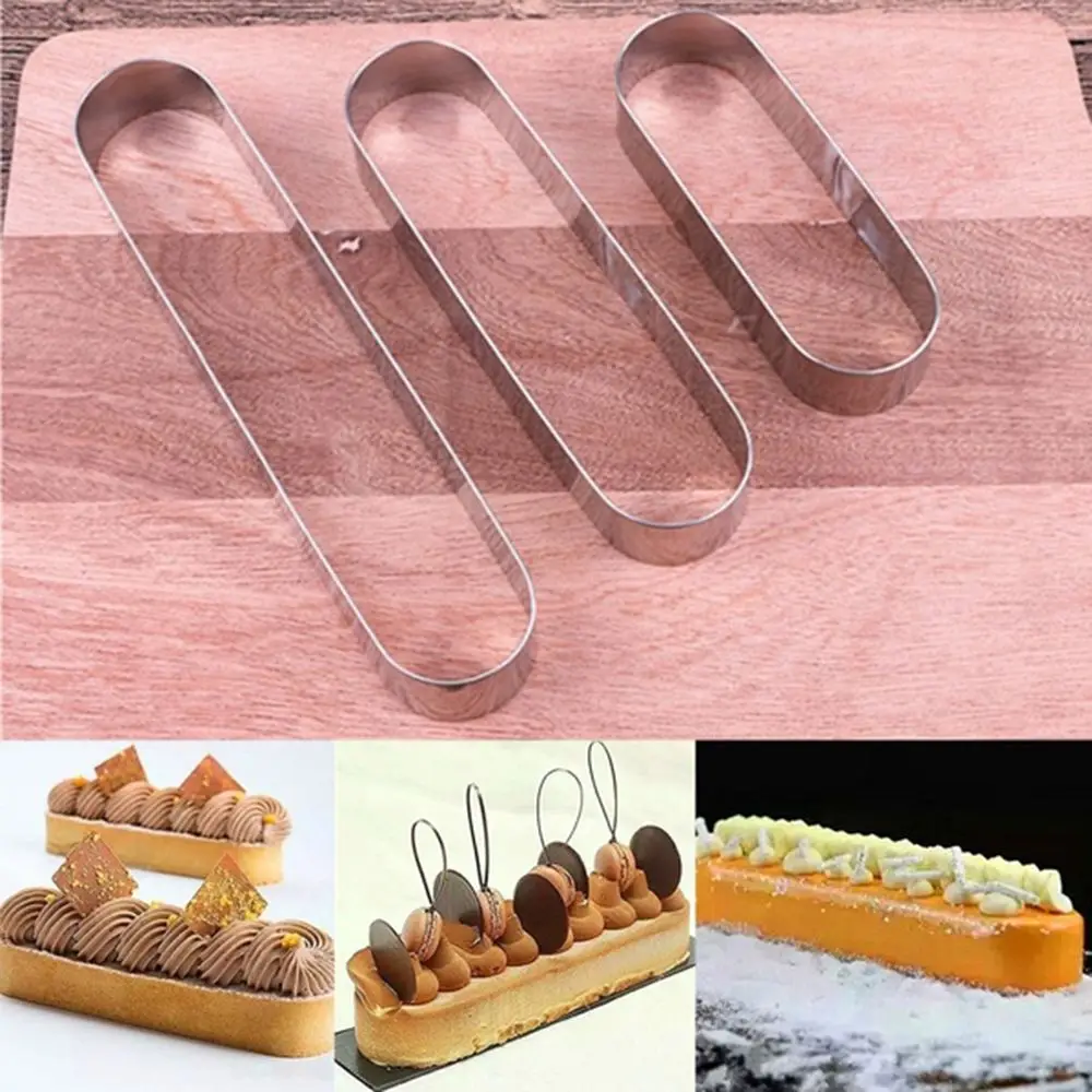 New Kitchen Cake Mold Stainless Steel Mini Long Oval Cake Mousse Ring Mold Metal Baking Tiramisu Cake Tools