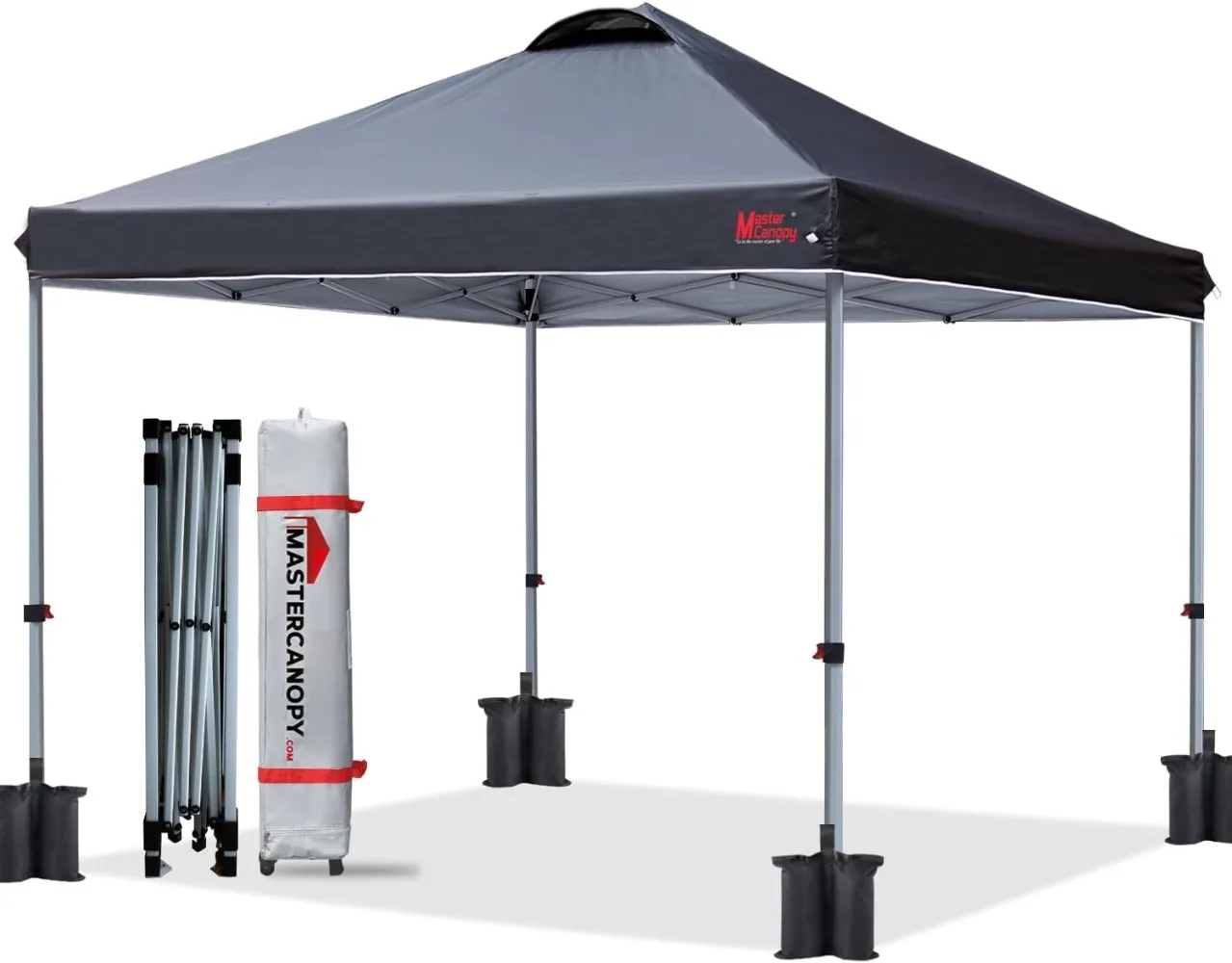 Durable Pop-up Canopy Tent with Roller Bag (10x10, Black)