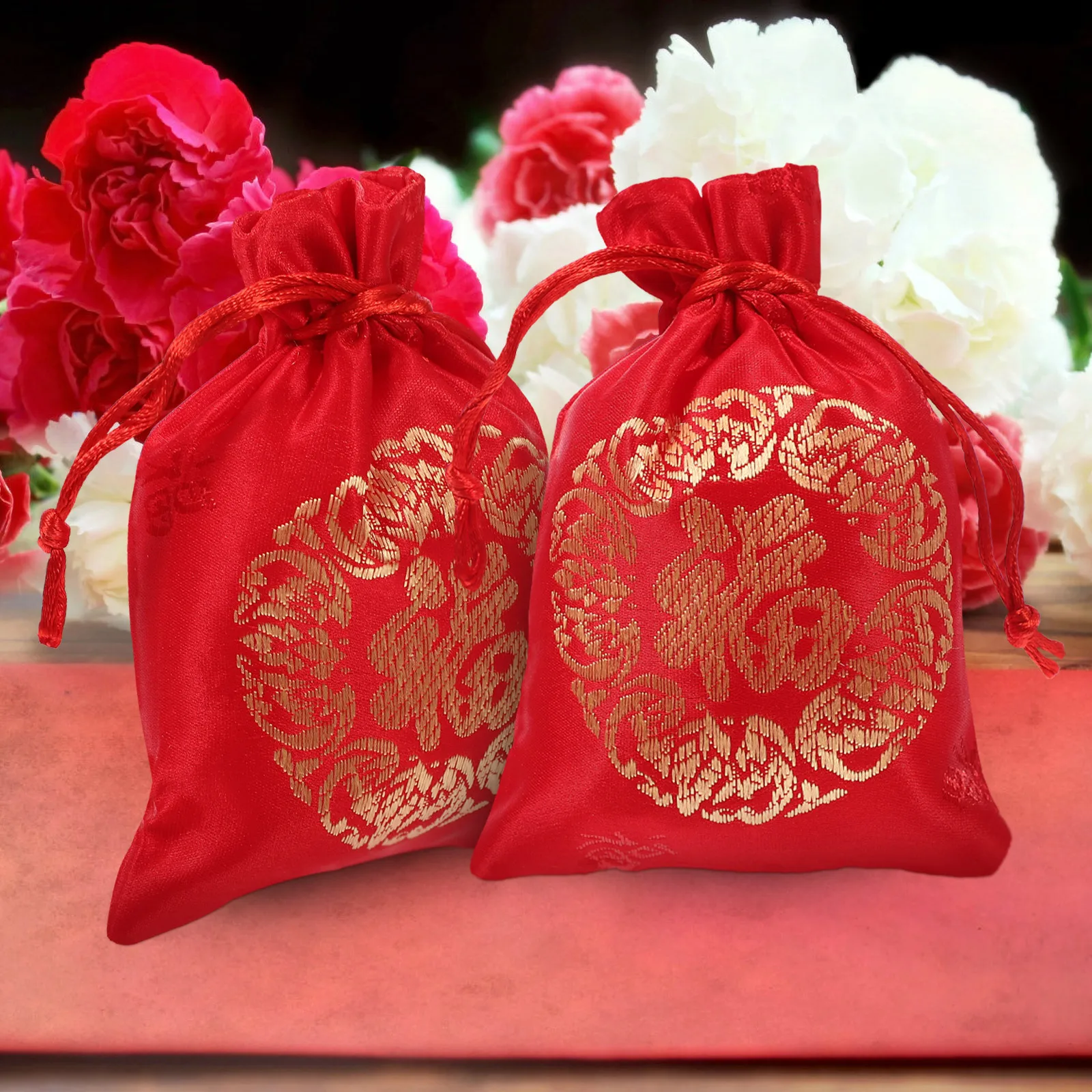 

20Pcs Silk Drawstring Gift Bags Jewelry Pouches Party Favor Storage Wrapping Candy Holder New Year Packing Bag 4.7x3.7 Inches