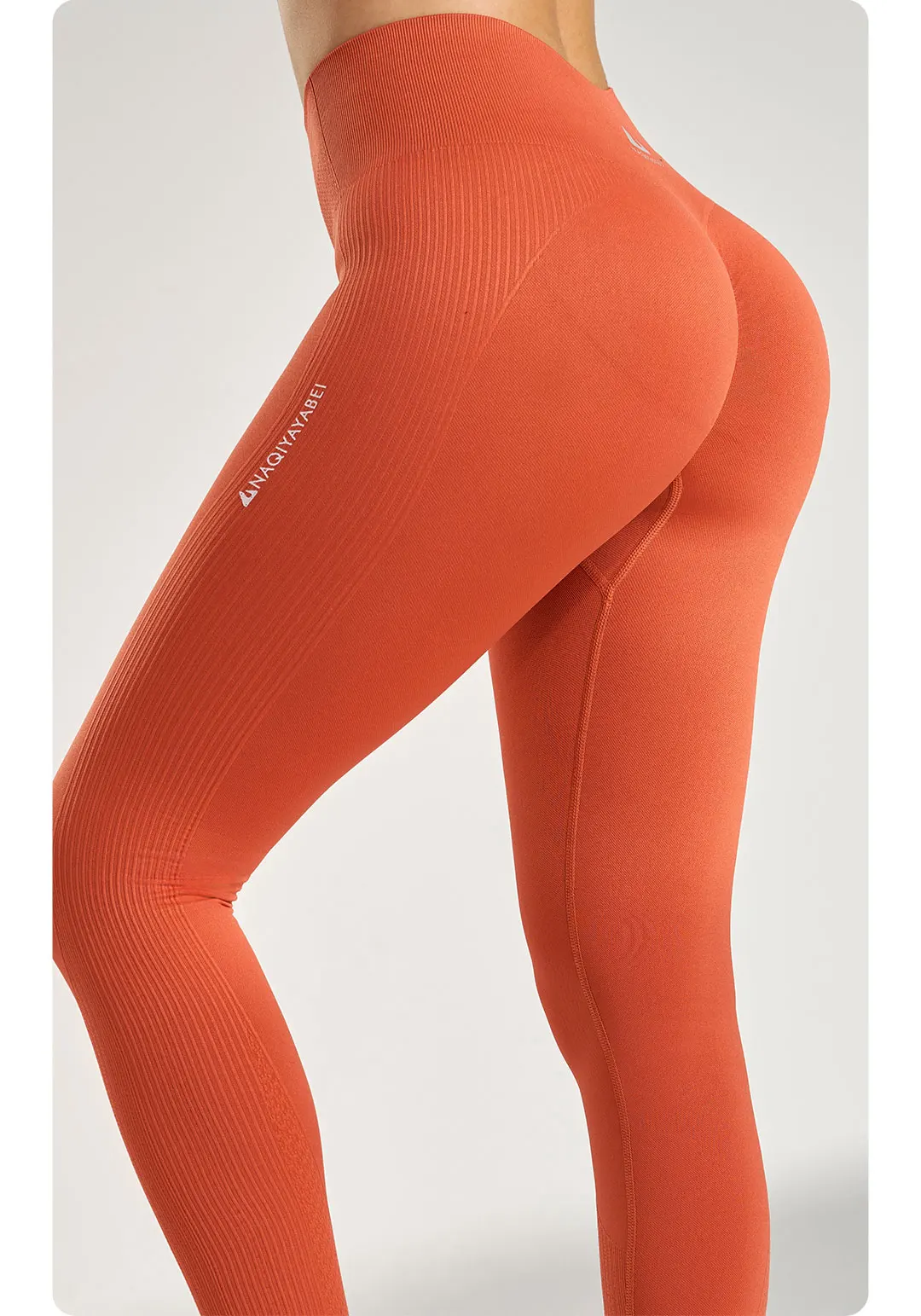 Einfarbige Leggings für Damen, Fitnessstudio, Laufen, Yoga-Hose, lange Hose, hohe Taille, Bauchstraffung, Stretch-Jogginghose, sieben Farben – Detail 9