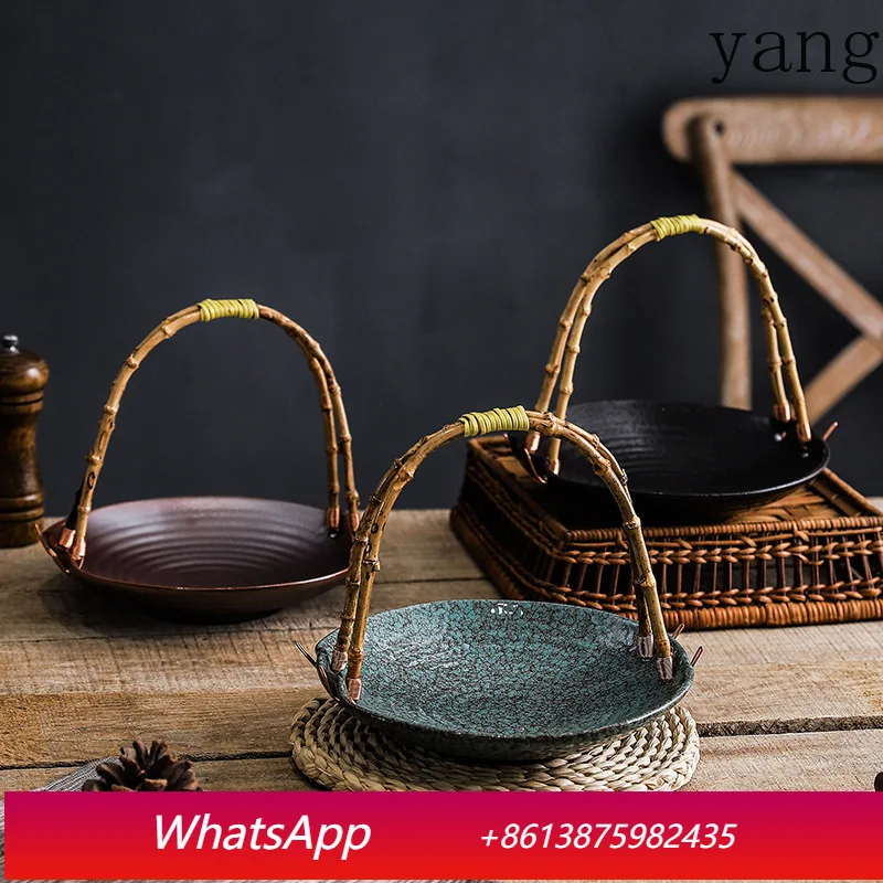 

LH ceramic vegetable plate portable basket hotel special plate fruit ceramic plate