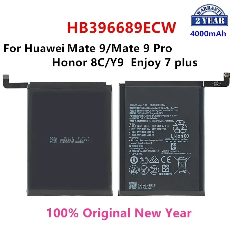 100% Orginal HB396689ECW 4000mAh Battery For Huawei Mate 9 Mate9 Pro Honor 8C Y9 2018 Version Enjoy 7 plus  +Tools