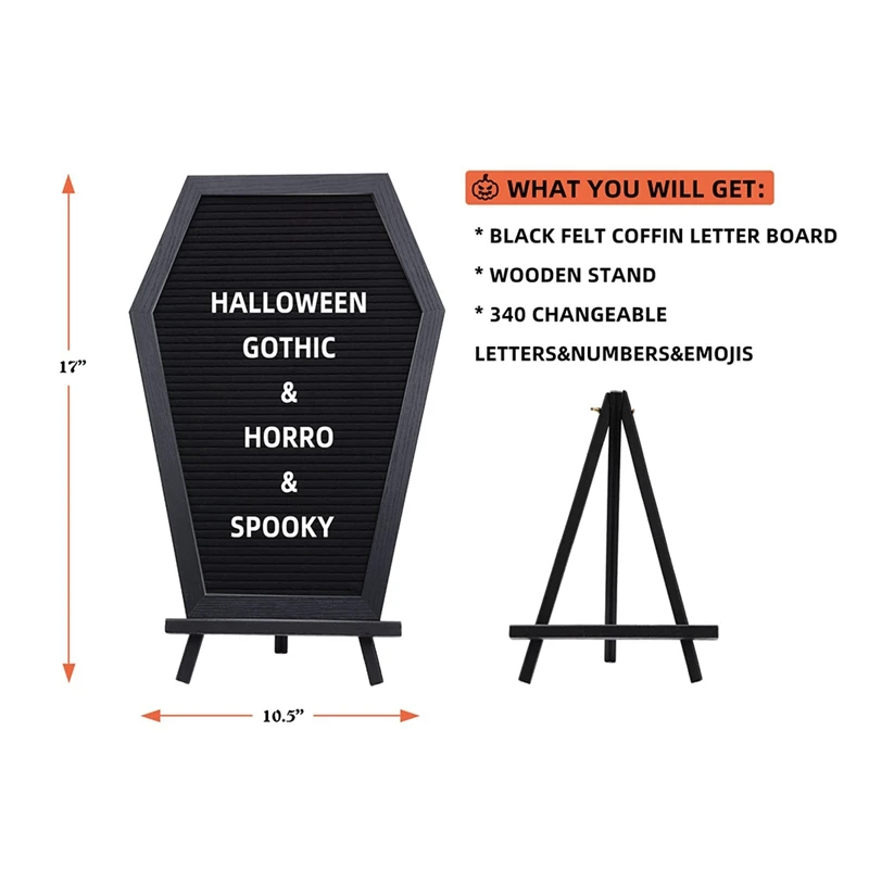 1Set Black Felt Letter Board Gothic Message Board With 340 White Changeable Characters