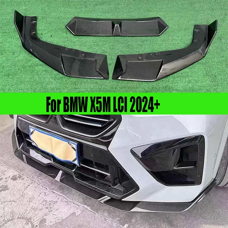 

For BMW F95 X5M LCI 2024+ Carbon Fiber Diffuser Front Bumper Diverter Spoiler Diffuser Front lip chin body kit