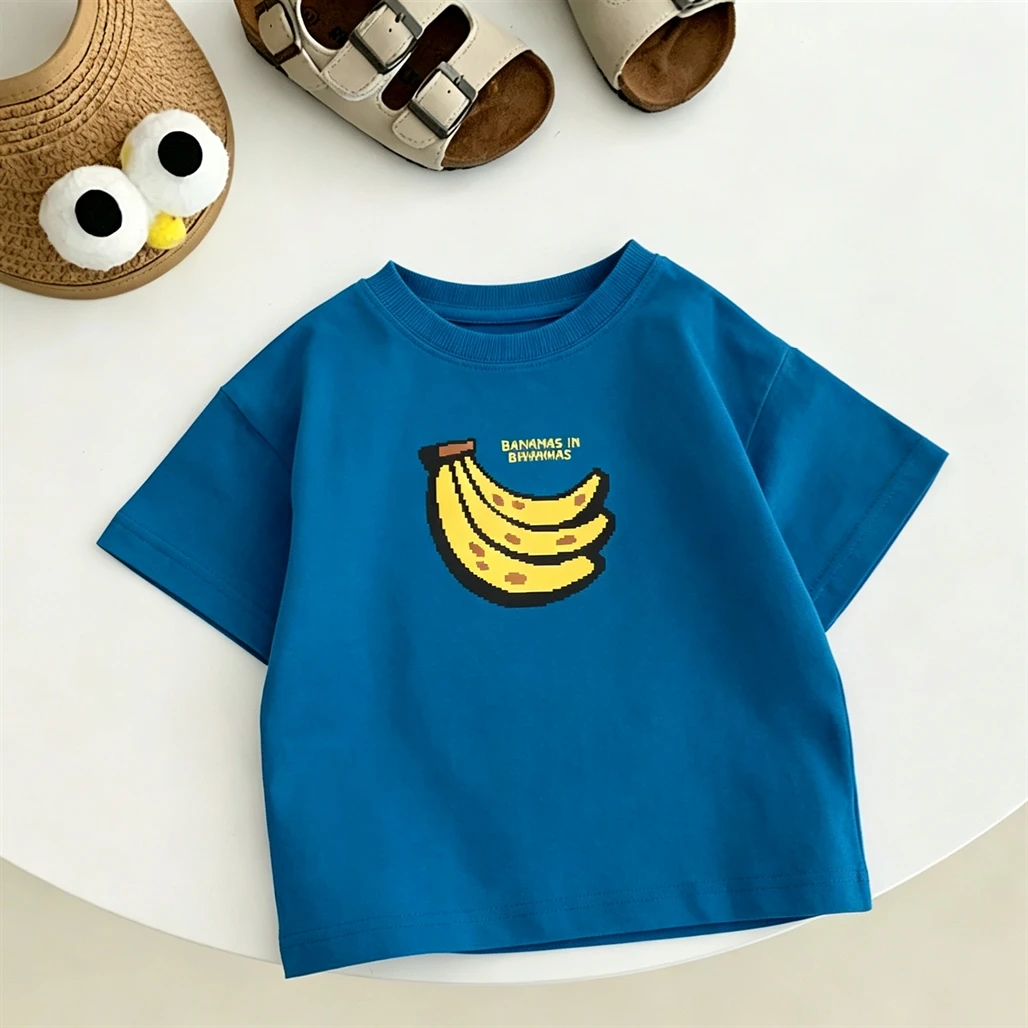 Red Pink Brown TShirt Child New Design Tees 2026 Kids Summer Clothing Pure Cotton Tops Toddler Trendy Round Neck Base Shirt