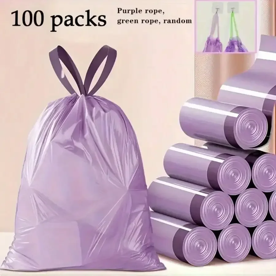 100-Pack Mini Purple Trash Bags – Leak-Resistant Drawstring Garbage Bags for Events, Office & Bathroom
