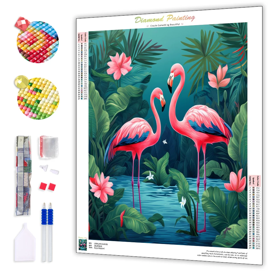 

RUOPOTY Animal 5D DIY Diamond Painting Flamingo Set Stitch Sticker Diamond Embroidery Cross Embroidery Art Gift