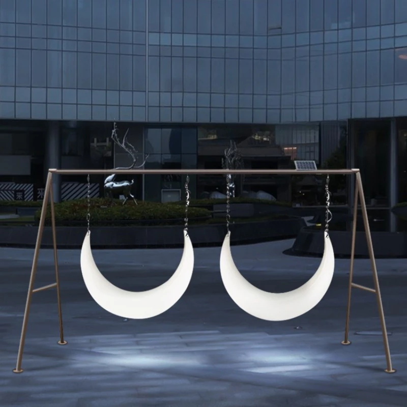 

Luminous Moon Swing Hanging Chair Crescent Moon Decoration Reclining Chair Shopping Mall Garden Round Rocking Chair