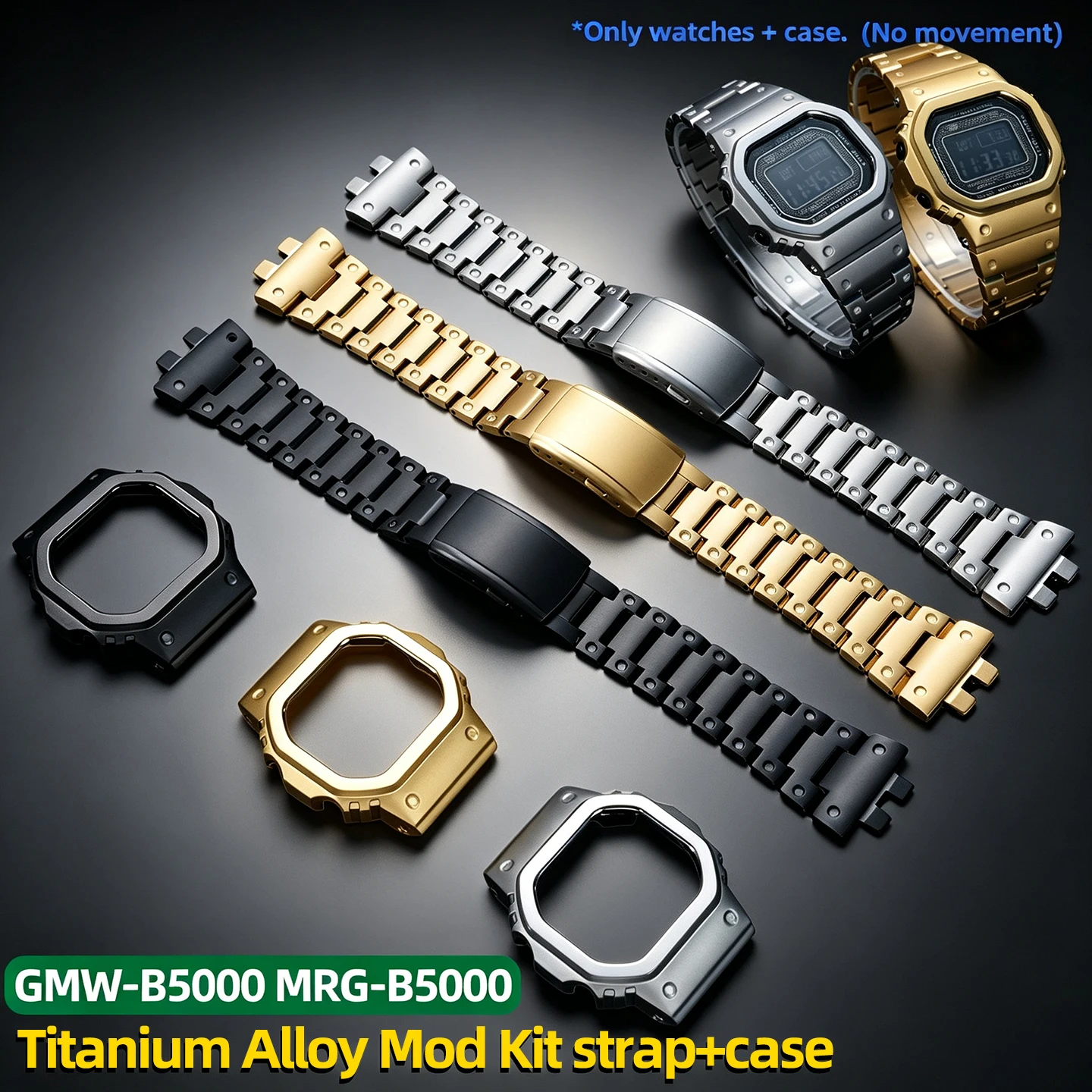 Комплект из титанового сплава GMW B5000: корпус, безель и браслет для Casio G-Shock серии GMW-B5000, модуль 3459, запасные части для часов.