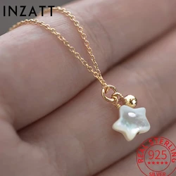 INZATT Real 925 Sterling Silver Shell Star Bead Pendant Choker Necklace for Women Classic Fine Jewelry Minimalist Accessories