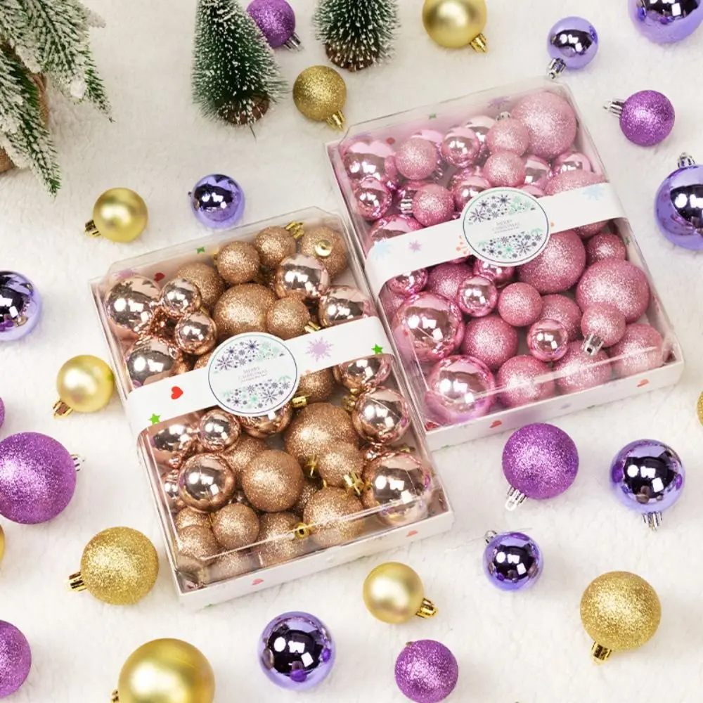 42PCS High-quality Plastic Christmas Ball Set 7 Colors Suspensable Christmas Tree Balls 3cm 4cm 5cm Xmas Baubles Scene Supplies